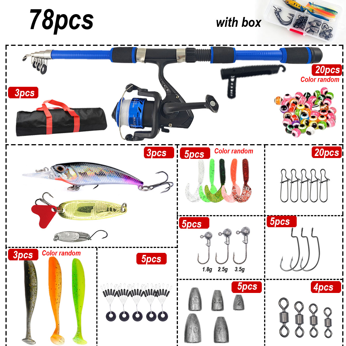 46Pcs Set Pancing Teleskopik,  - Freshwater Line ulasan dan harga